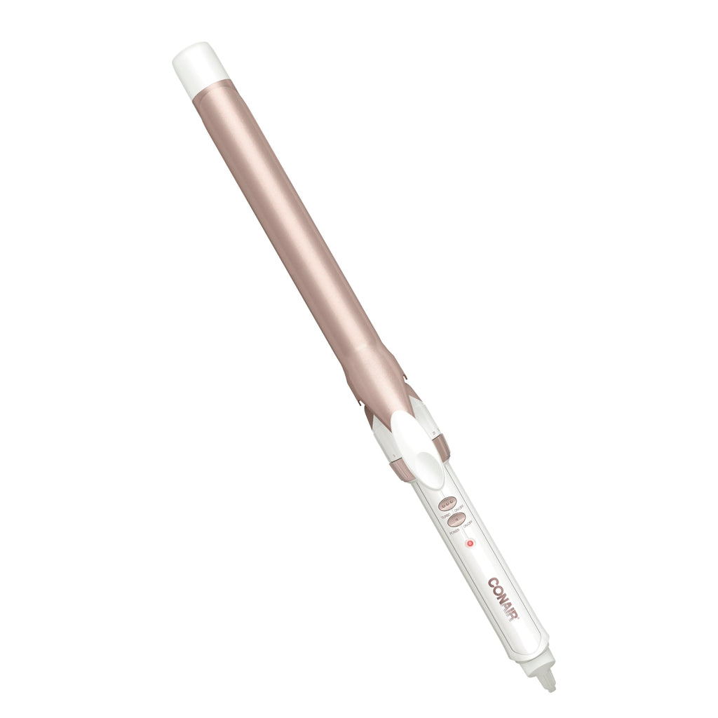 Conair Double Ceramic 1-Inch Curling Iron, 1-Inch Barrel Creates Classic Curls, Hair Curler for Use on Short, Medium, & Long Hair, White/Rose Gold