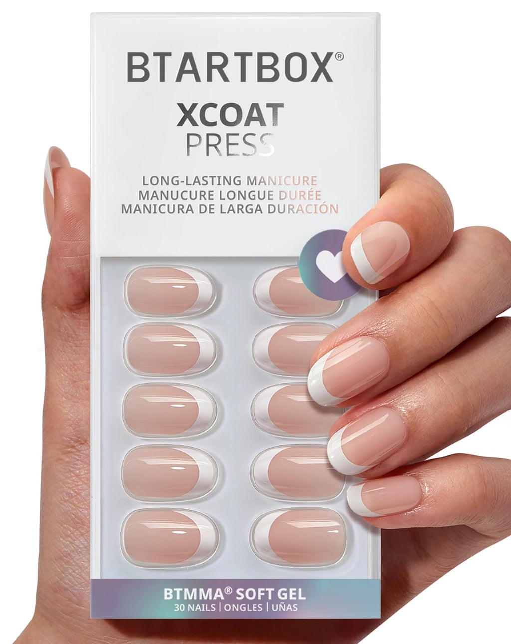 BTArtbox Square Ombre Press On Nails -Soft Gel Press On Nails Short with Nail Glue, 16 Sizes - 32 Reusable Fake Nails Kit, Vanilla Cream
