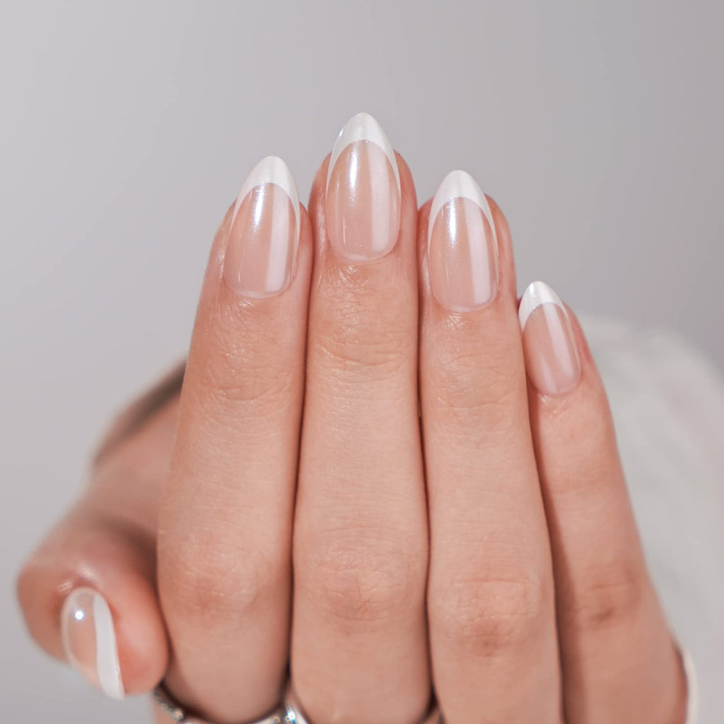 BTArtbox Square Ombre Press On Nails -Soft Gel Press On Nails Short with Nail Glue, 16 Sizes - 32 Reusable Fake Nails Kit, Vanilla Cream