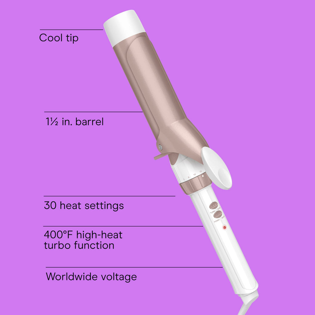 Conair Double Ceramic 1-Inch Curling Iron, 1-Inch Barrel Creates Classic Curls, Hair Curler for Use on Short, Medium, & Long Hair, White/Rose Gold