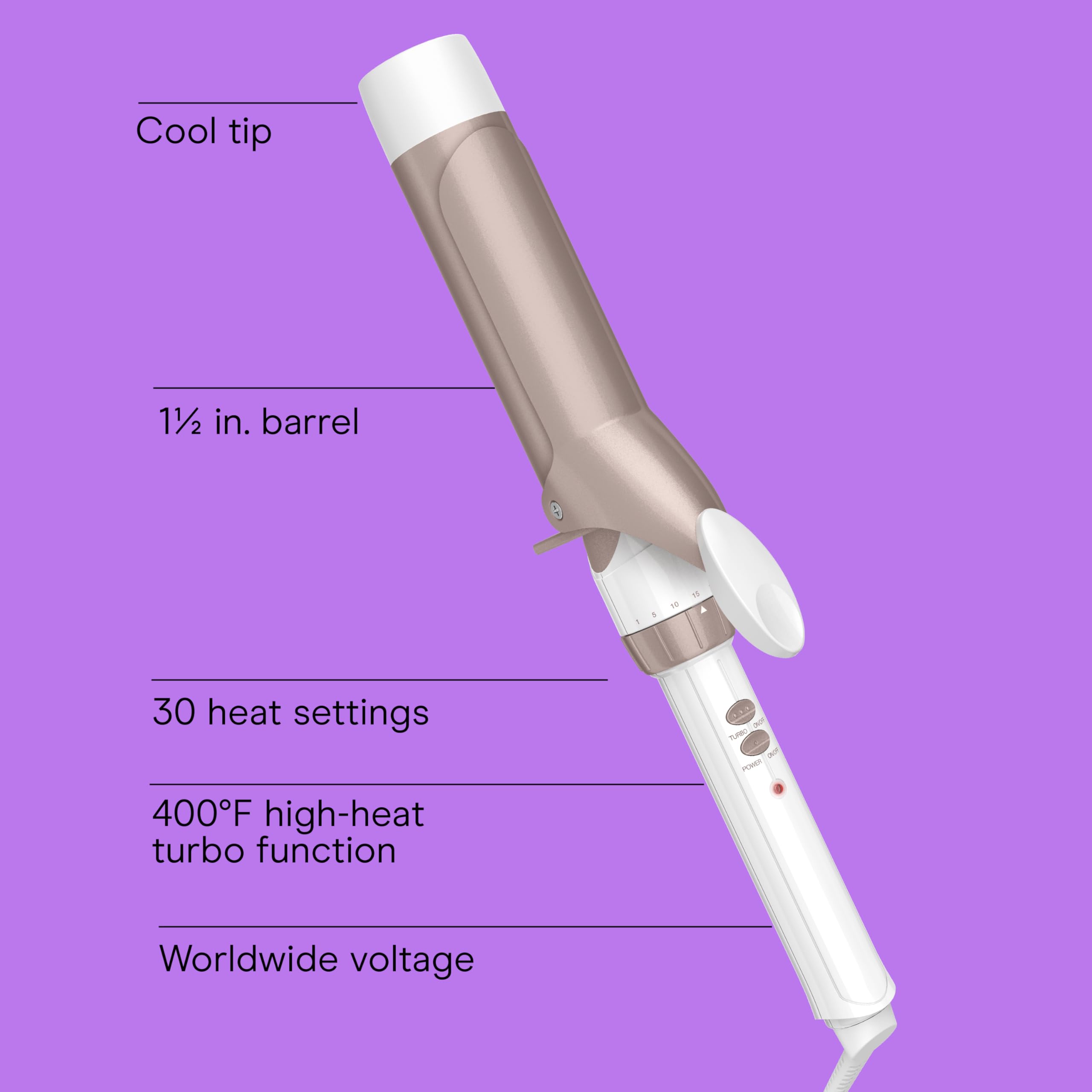 Conair Double Ceramic 1-Inch Curling Iron, 1-Inch Barrel Creates Classic Curls, Hair Curler for Use on Short, Medium, & Long Hair, White/Rose Gold