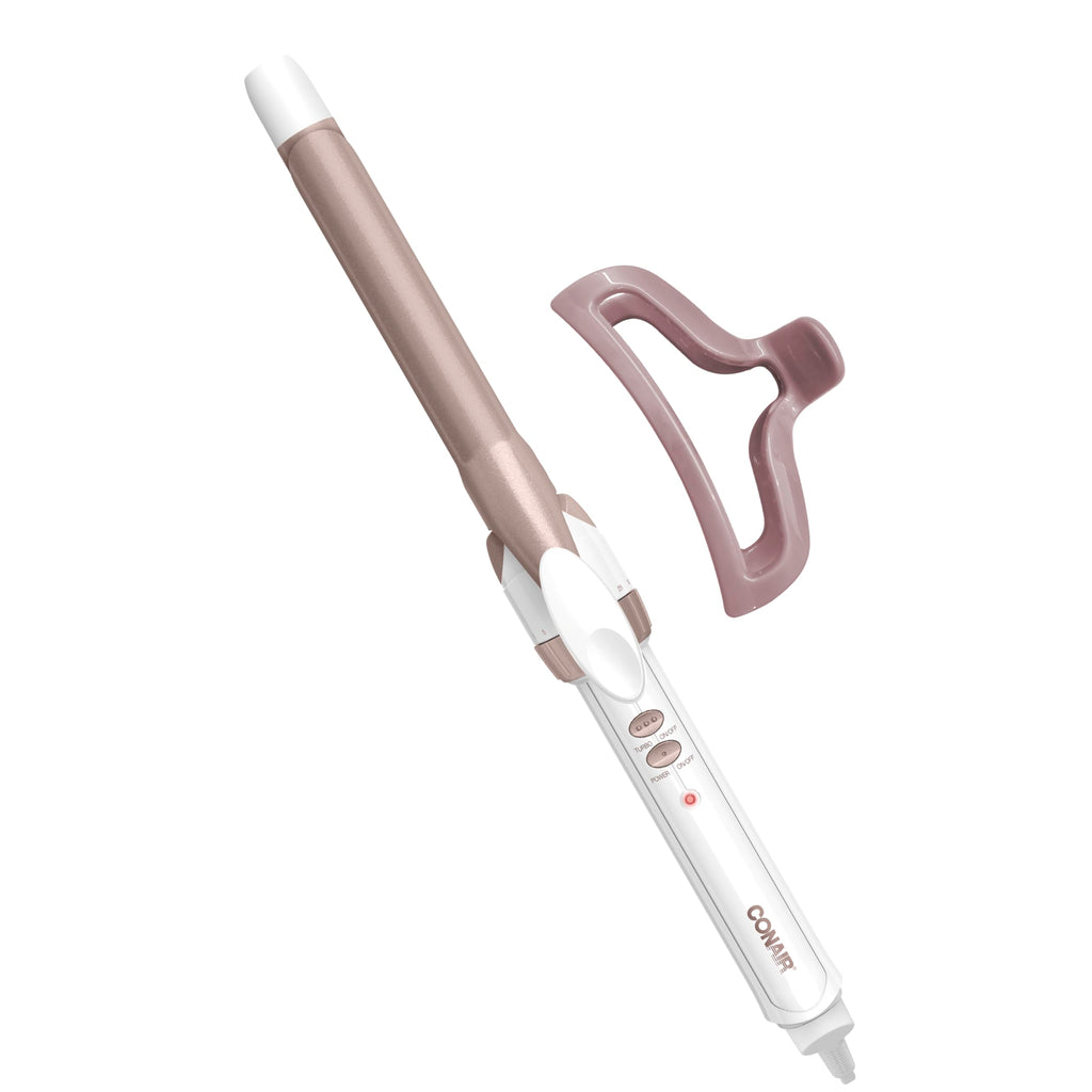 Conair Double Ceramic 1-Inch Curling Iron, 1-Inch Barrel Creates Classic Curls, Hair Curler for Use on Short, Medium, & Long Hair, White/Rose Gold