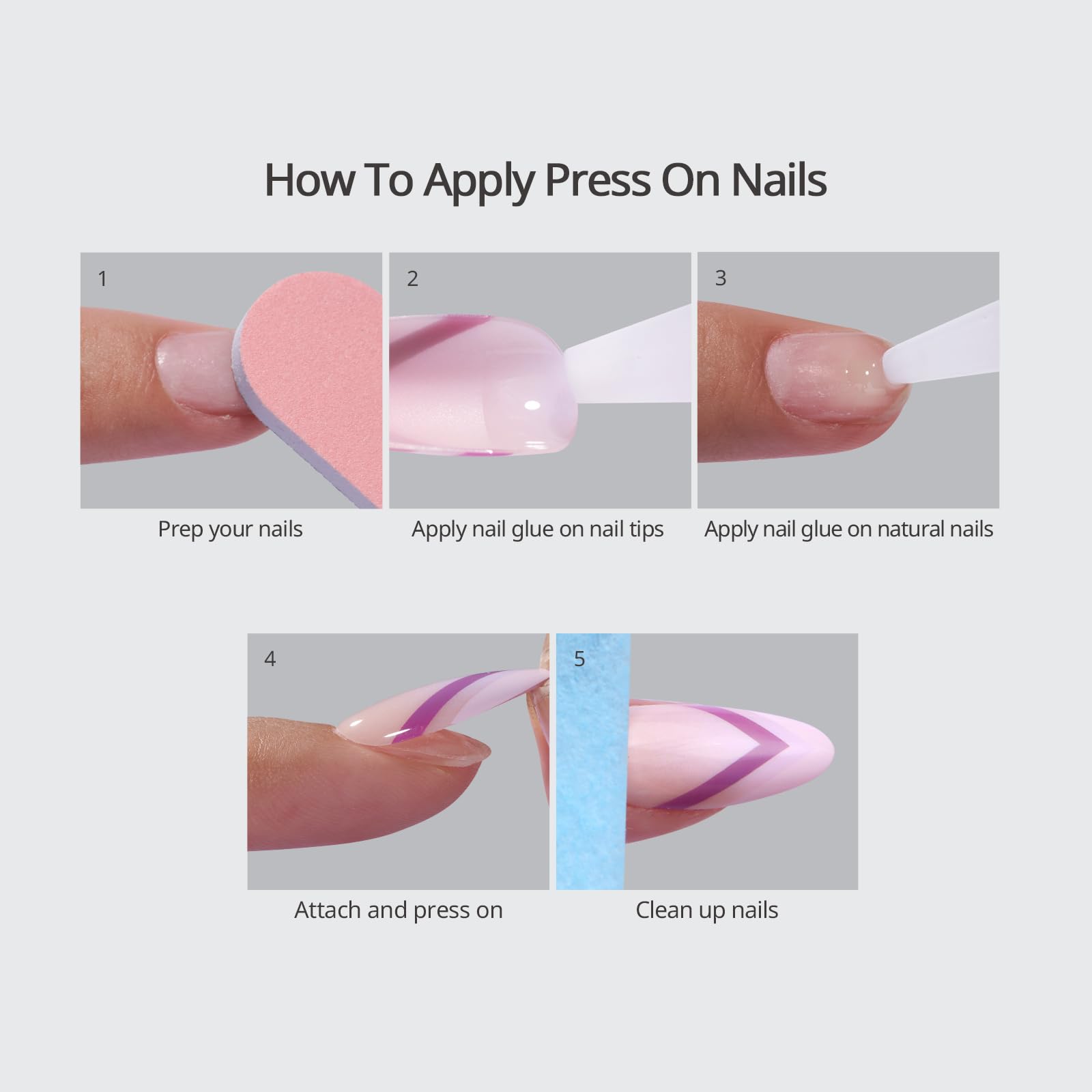 BTArtbox Square Ombre Press On Nails -Soft Gel Press On Nails Short with Nail Glue, 16 Sizes - 32 Reusable Fake Nails Kit, Vanilla Cream