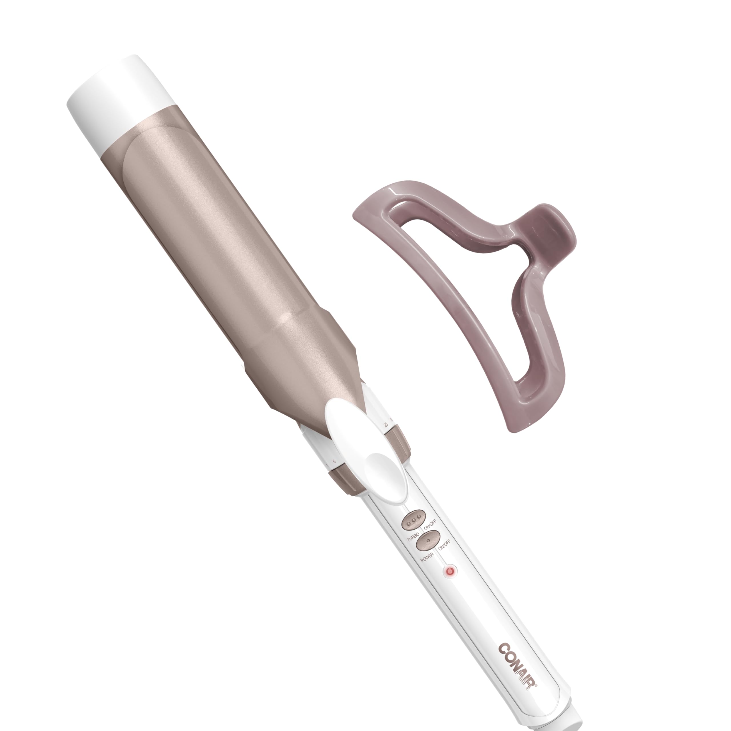 Conair Double Ceramic 1-Inch Curling Iron, 1-Inch Barrel Creates Classic Curls, Hair Curler for Use on Short, Medium, & Long Hair, White/Rose Gold