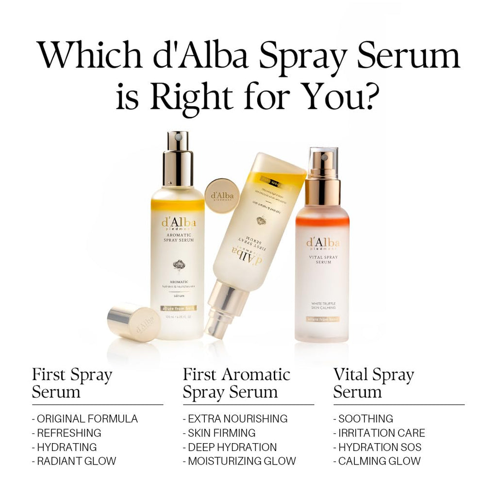 d'alba Piedmont Italian White Truffle First Spray Serum, Vegan Skin Care, Light-weight Face Moisturizer, Glow Serum for Radiant Skin, Non Comedogenic, All In One Mist, Korean Skin Care (3.38 fl oz.)