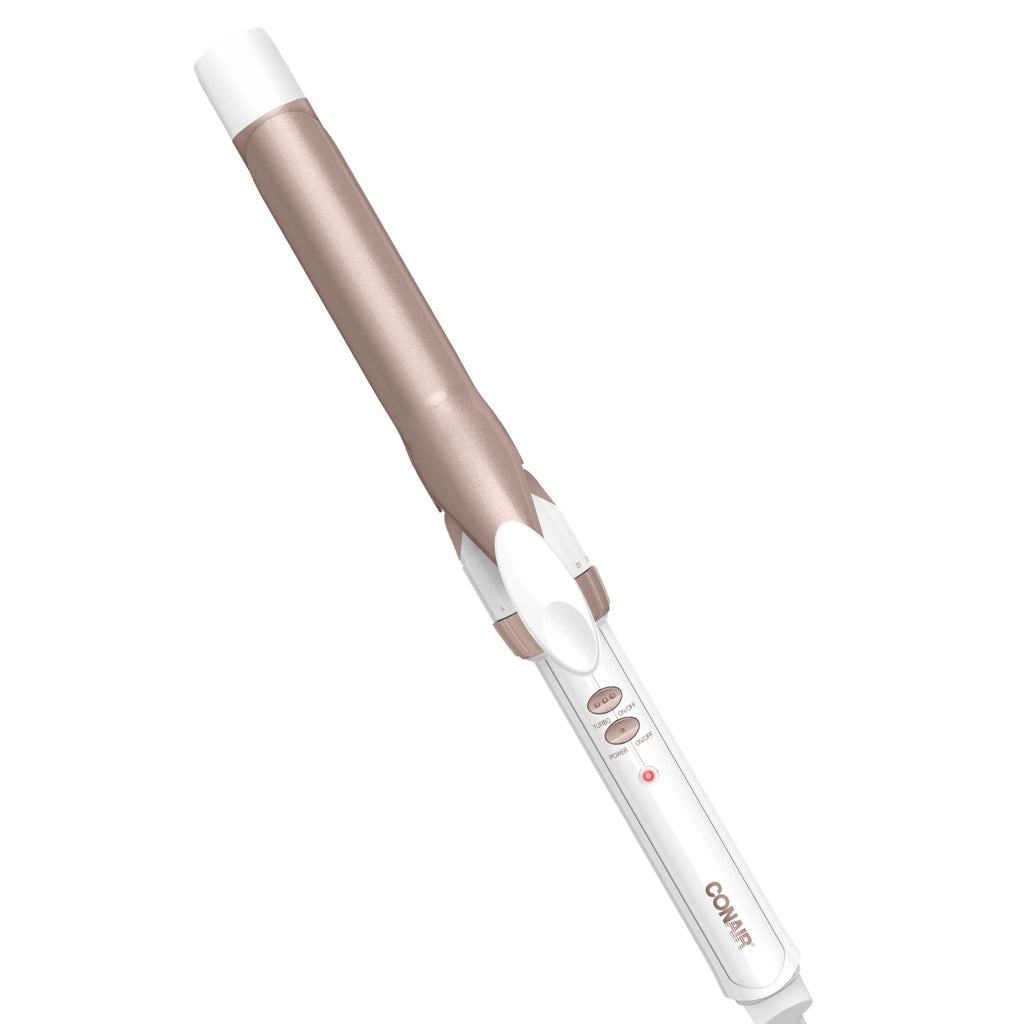 Conair Double Ceramic 1-Inch Curling Iron, 1-Inch Barrel Creates Classic Curls, Hair Curler for Use on Short, Medium, & Long Hair, White/Rose Gold