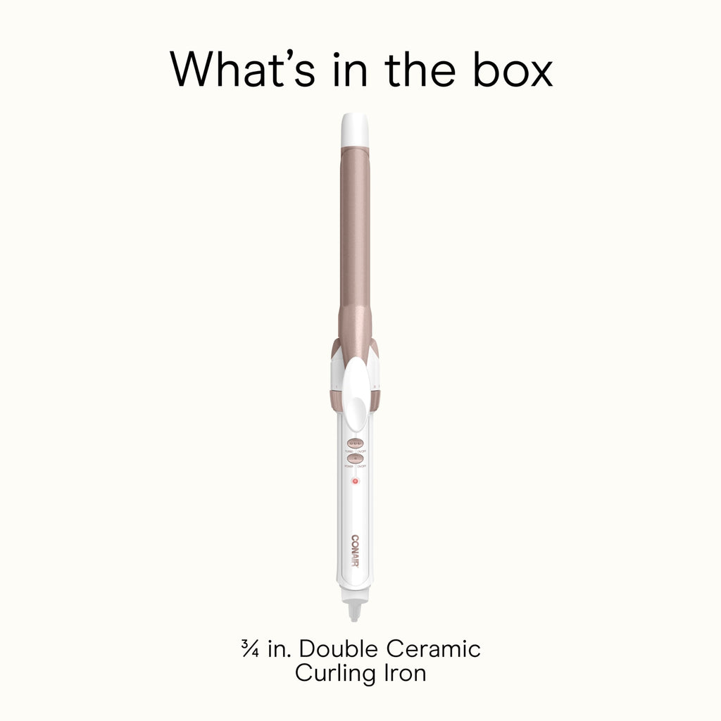 Conair Double Ceramic 1-Inch Curling Iron, 1-Inch Barrel Creates Classic Curls, Hair Curler for Use on Short, Medium, & Long Hair, White/Rose Gold