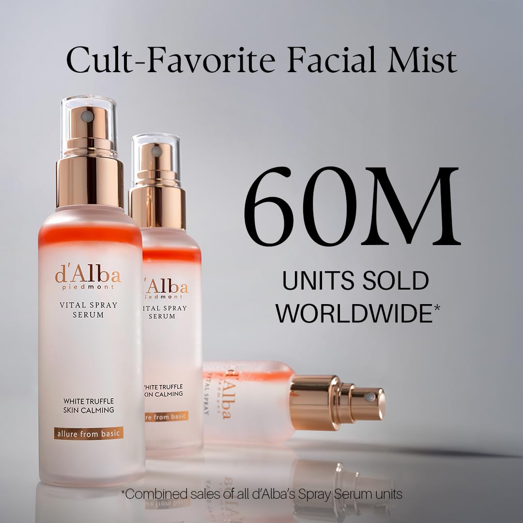 d'alba Piedmont Italian White Truffle First Spray Serum, Vegan Skin Care, Light-weight Face Moisturizer, Glow Serum for Radiant Skin, Non Comedogenic, All In One Mist, Korean Skin Care (3.38 fl oz.)