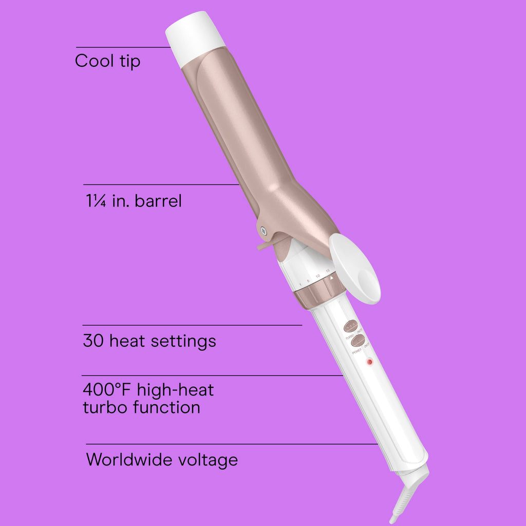 Conair Double Ceramic 1-Inch Curling Iron, 1-Inch Barrel Creates Classic Curls, Hair Curler for Use on Short, Medium, & Long Hair, White/Rose Gold