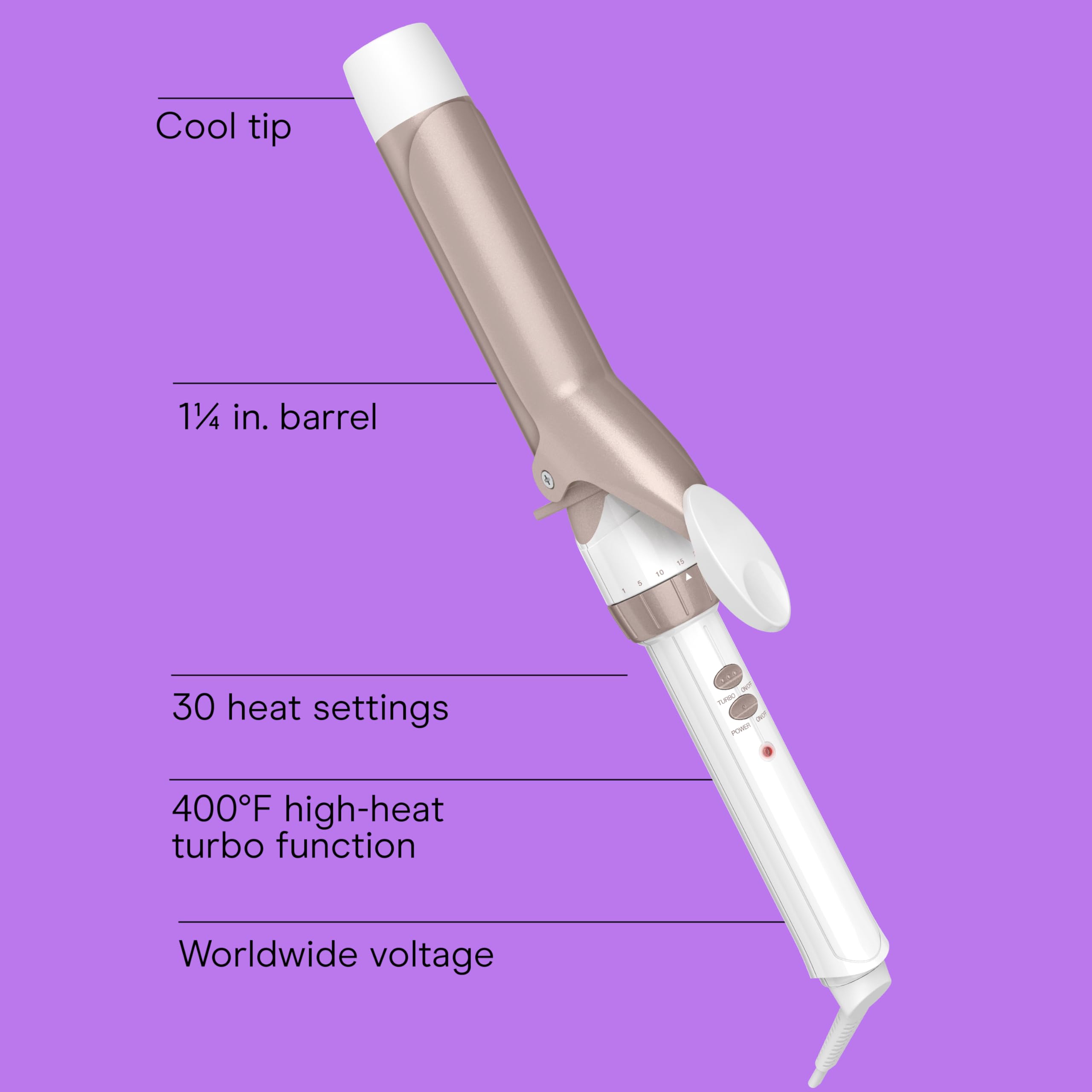 Conair Double Ceramic 1-Inch Curling Iron, 1-Inch Barrel Creates Classic Curls, Hair Curler for Use on Short, Medium, & Long Hair, White/Rose Gold