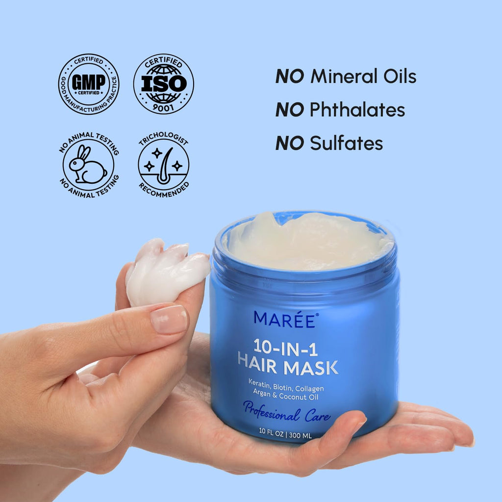 MAREE Deep Conditioning Hair Mask for Damaged Hair Treatment – Keratin Hair Care for Hydrating Growth Repair Moisturizing – Dry Curly Color Refreshing – Tratamiento Mascarilla Para el Cabello Seco