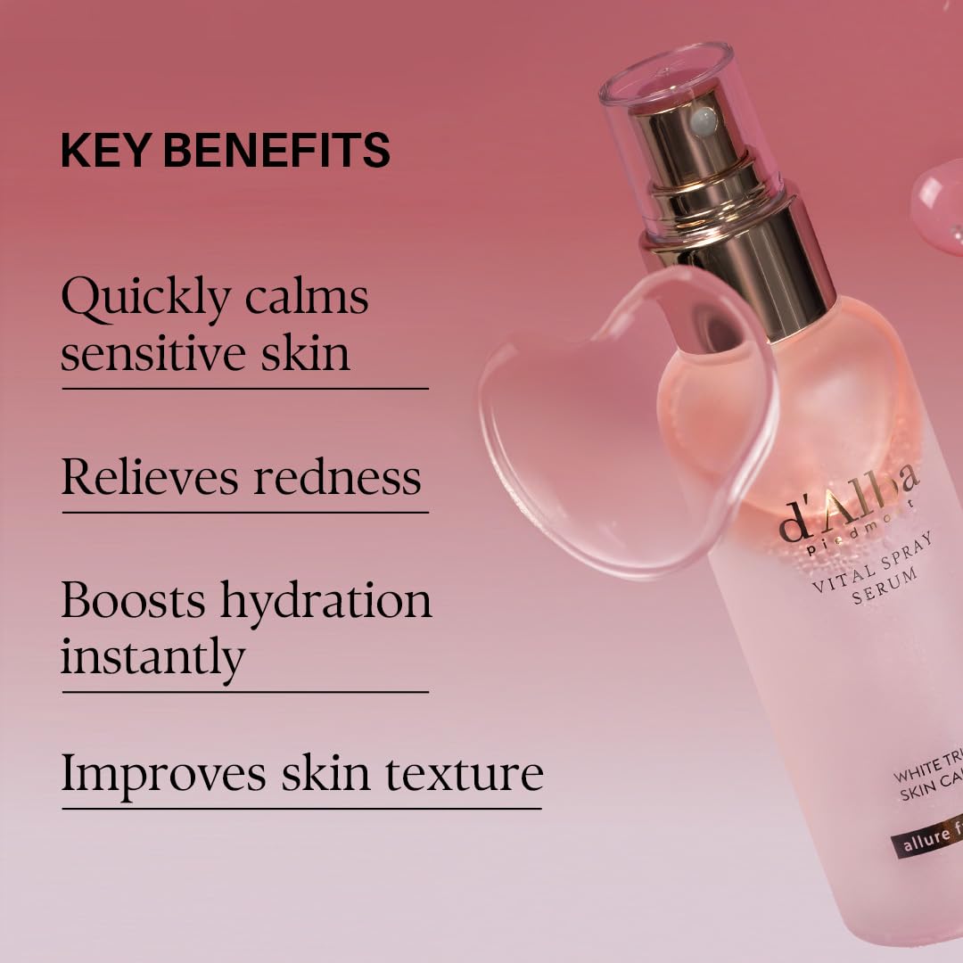 d'alba Piedmont Italian White Truffle First Spray Serum, Vegan Skin Care, Light-weight Face Moisturizer, Glow Serum for Radiant Skin, Non Comedogenic, All In One Mist, Korean Skin Care (3.38 fl oz.)