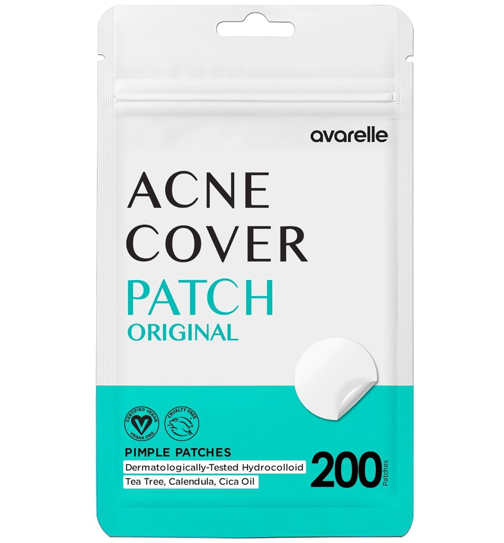 AVARELLE Pimple Patches for Face | Hydrocolloid Acne Patches for Covering Blemishes | Zit Patches with Tea Tree, Calendula, & Cica | HSA Store Eligible Items (10-14 mm, 80 Count)