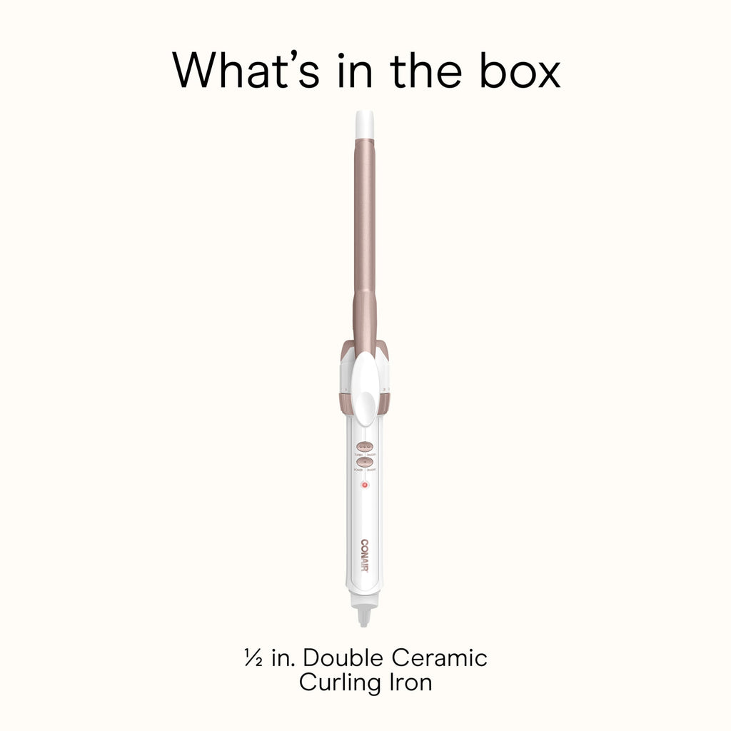 Conair Double Ceramic 1-Inch Curling Iron, 1-Inch Barrel Creates Classic Curls, Hair Curler for Use on Short, Medium, & Long Hair, White/Rose Gold