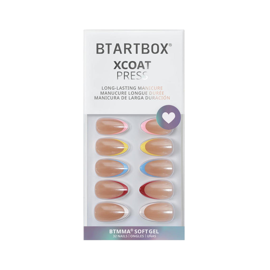 BTArtbox Square Ombre Press On Nails -Soft Gel Press On Nails Short with Nail Glue, 16 Sizes - 32 Reusable Fake Nails Kit, Vanilla Cream