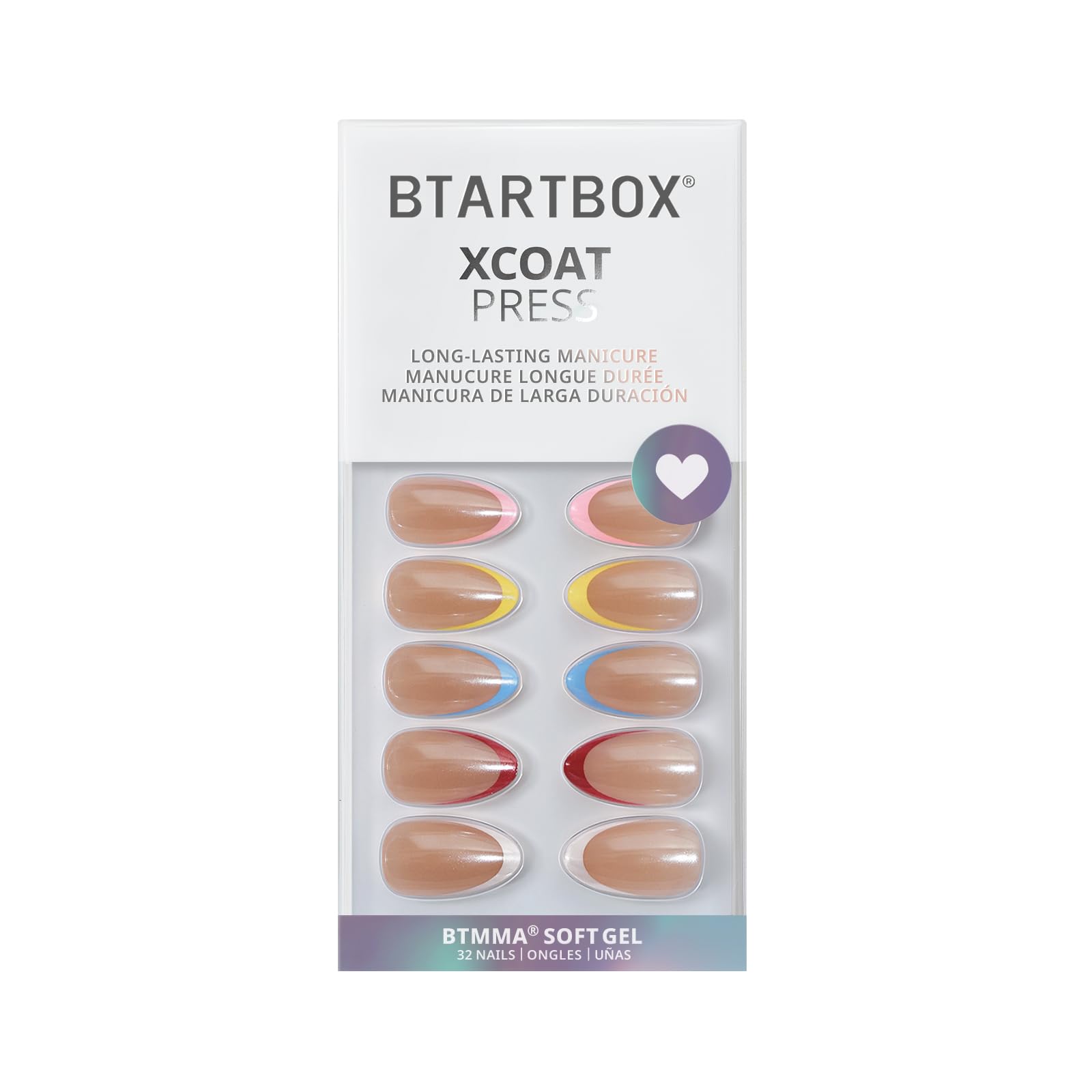 BTArtbox Square Ombre Press On Nails -Soft Gel Press On Nails Short with Nail Glue, 16 Sizes - 32 Reusable Fake Nails Kit, Vanilla Cream