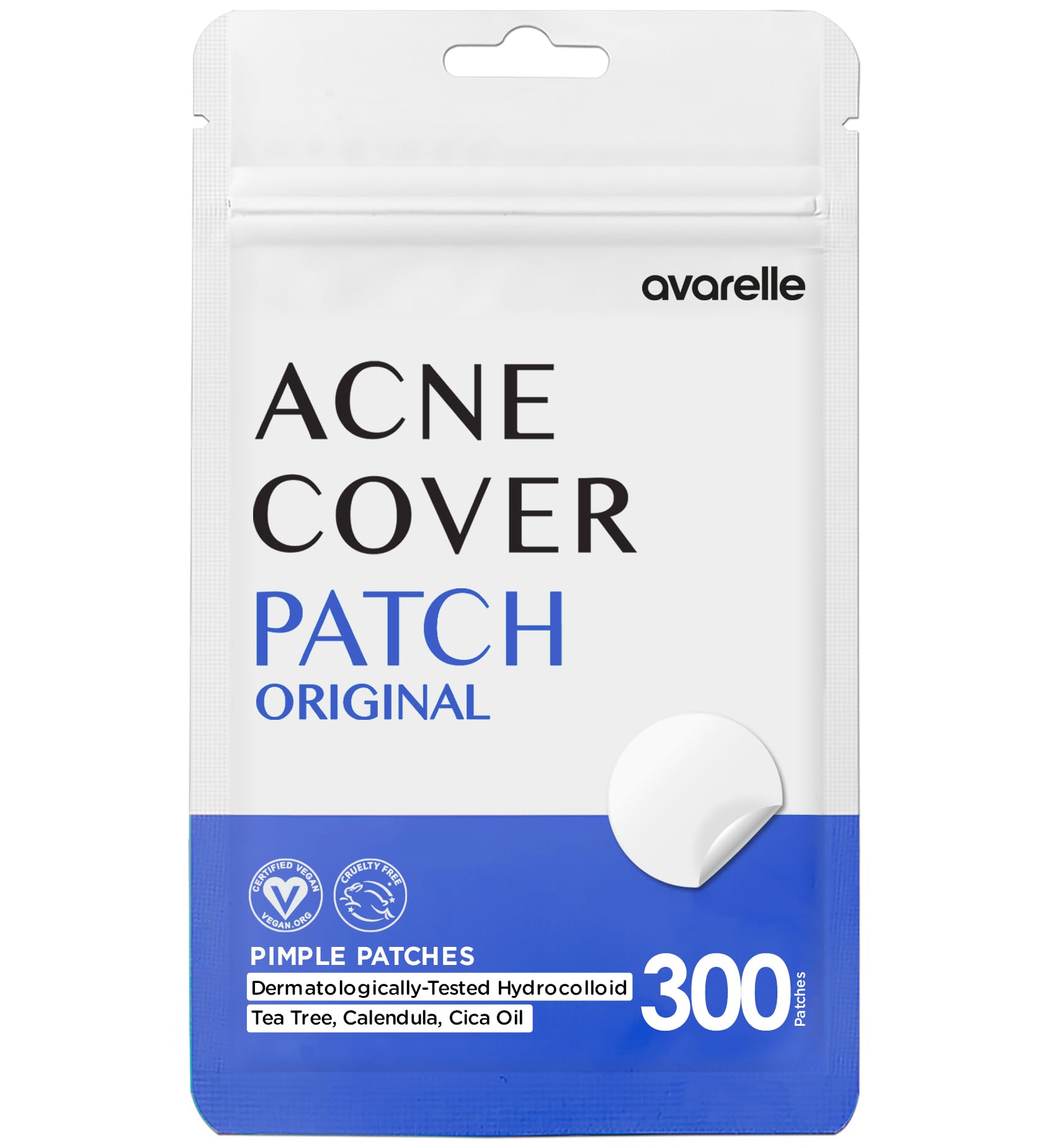 AVARELLE Pimple Patches for Face | Hydrocolloid Acne Patches for Covering Blemishes | Zit Patches with Tea Tree, Calendula, & Cica | HSA Store Eligible Items (10-14 mm, 80 Count)
