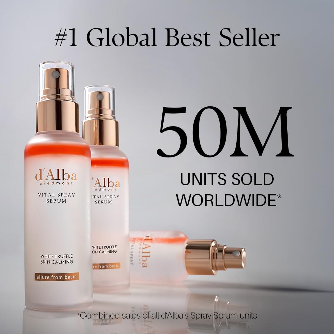 d'alba Piedmont Italian White Truffle First Spray Serum, Vegan Skin Care, Light-weight Face Moisturizer, Glow Serum for Radiant Skin, Non Comedogenic, All In One Mist, Korean Skin Care (3.38 fl oz.)