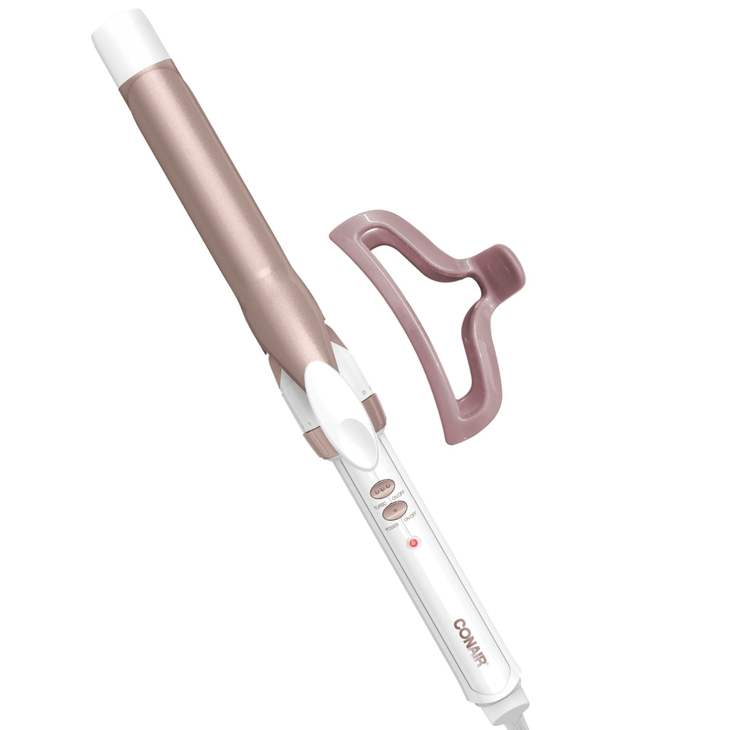 Conair Double Ceramic 1-Inch Curling Iron, 1-Inch Barrel Creates Classic Curls, Hair Curler for Use on Short, Medium, & Long Hair, White/Rose Gold