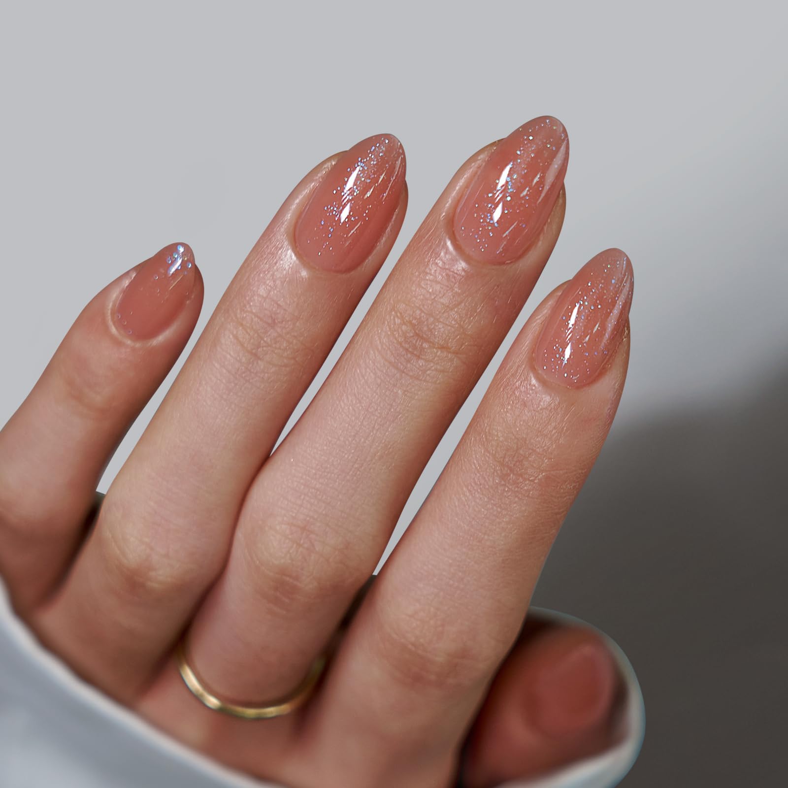 BTArtbox Square Ombre Press On Nails -Soft Gel Press On Nails Short with Nail Glue, 16 Sizes - 32 Reusable Fake Nails Kit, Vanilla Cream