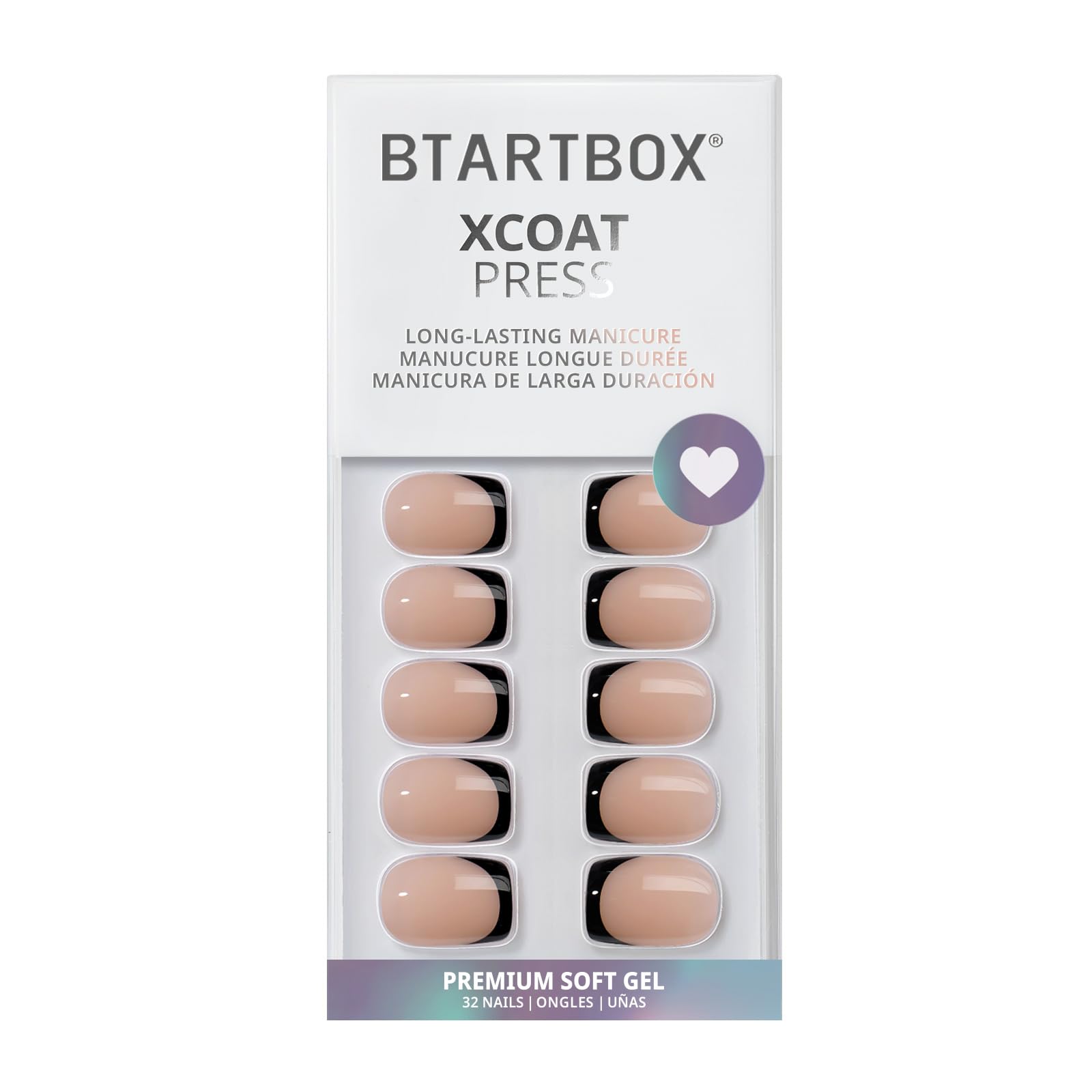 BTArtbox Square Ombre Press On Nails -Soft Gel Press On Nails Short with Nail Glue, 16 Sizes - 32 Reusable Fake Nails Kit, Vanilla Cream