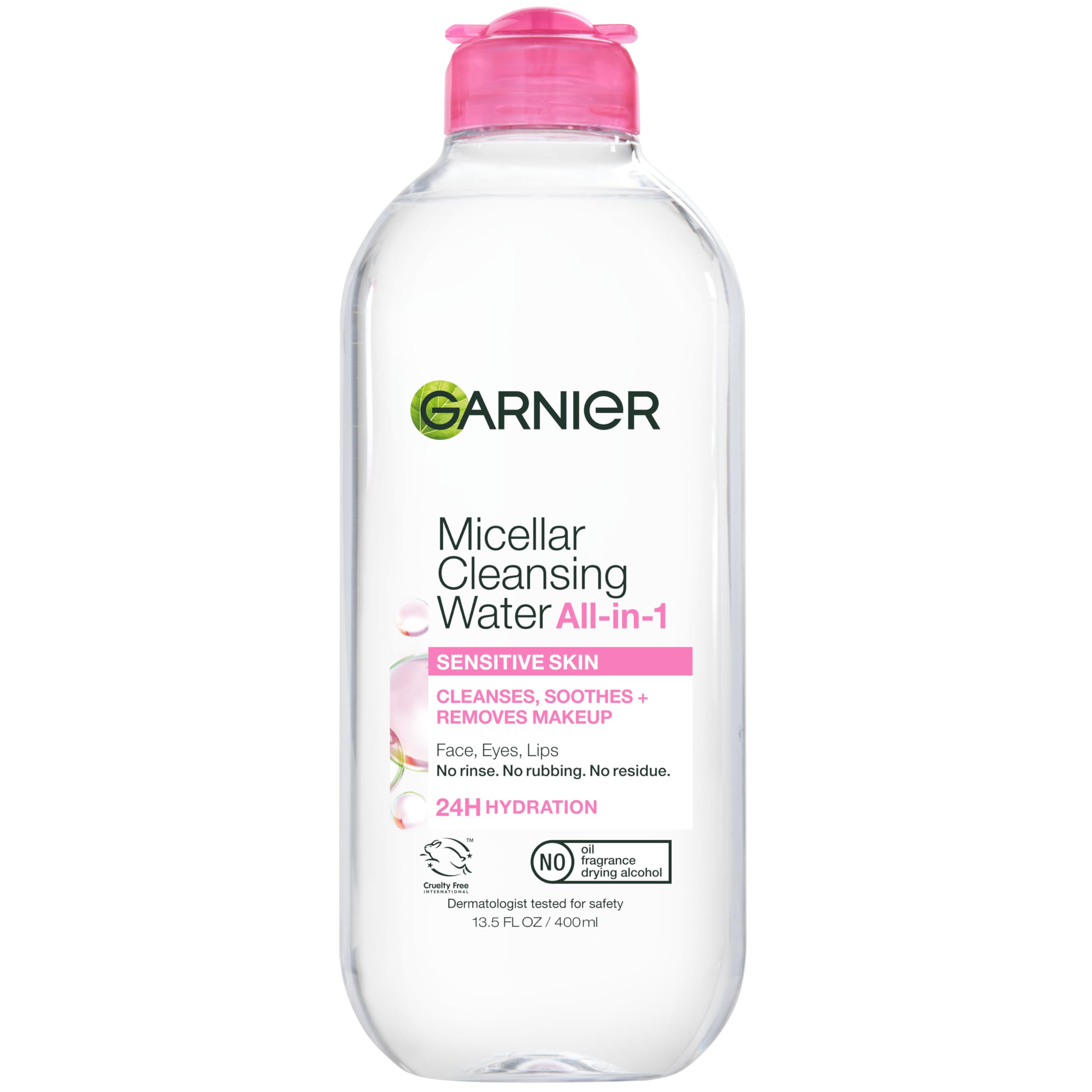 Garnier Micellar Cleansing Water, All-in-1 Makeup Remover and Facial Cleanser, For All Skin Types, 3.4 Fl Oz (100mL), 1 Count (Packaging May Vary)