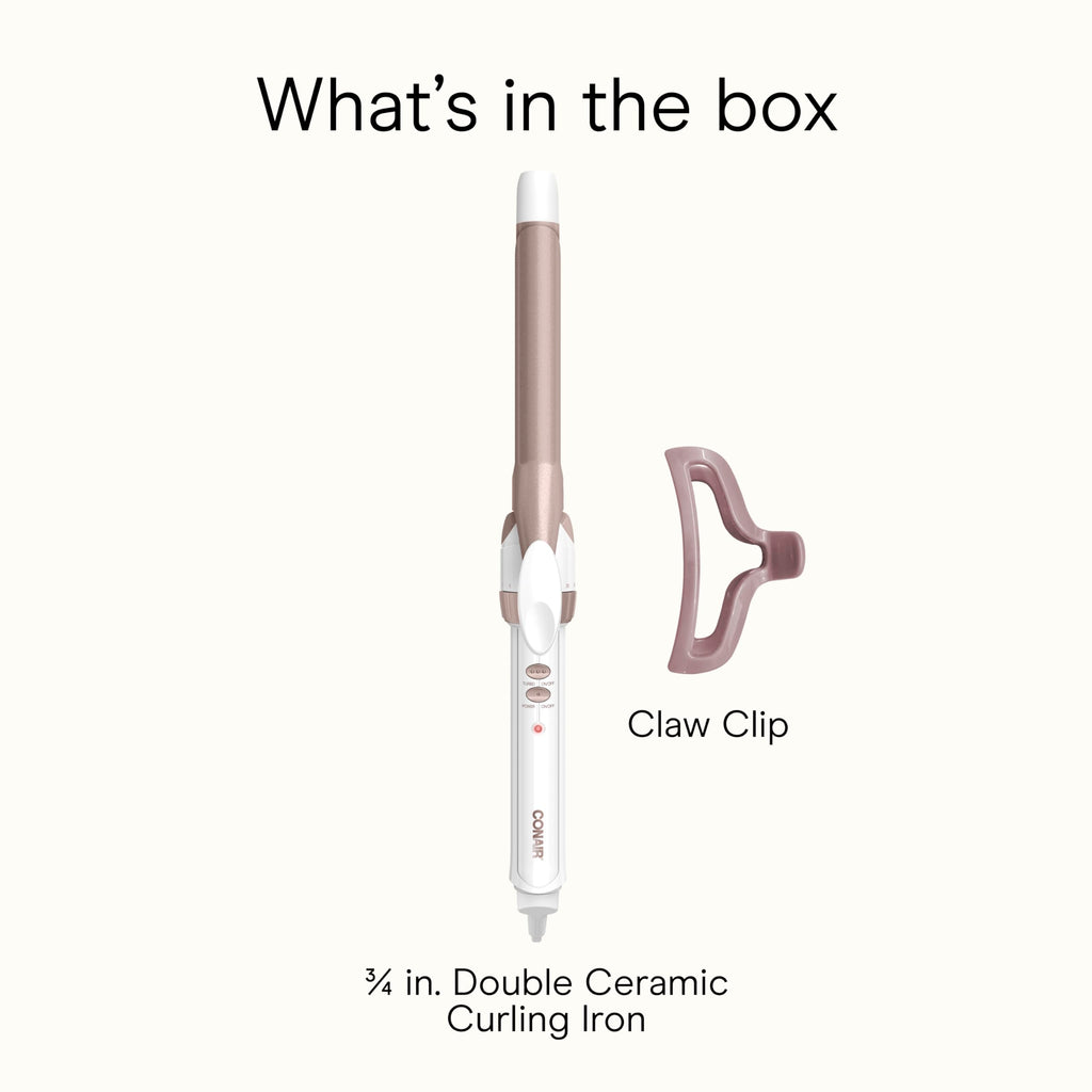 Conair Double Ceramic 1-Inch Curling Iron, 1-Inch Barrel Creates Classic Curls, Hair Curler for Use on Short, Medium, & Long Hair, White/Rose Gold