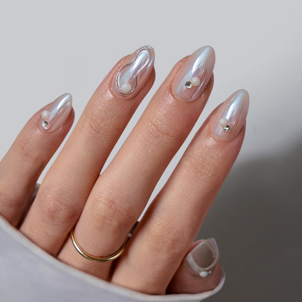 BTArtbox Square Ombre Press On Nails -Soft Gel Press On Nails Short with Nail Glue, 16 Sizes - 32 Reusable Fake Nails Kit, Vanilla Cream