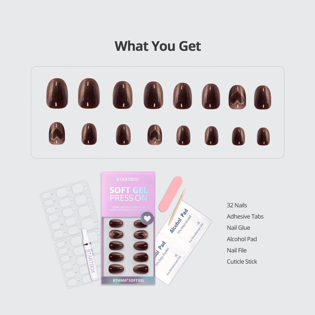 BTArtbox Square Ombre Press On Nails -Soft Gel Press On Nails Short with Nail Glue, 16 Sizes - 32 Reusable Fake Nails Kit, Vanilla Cream