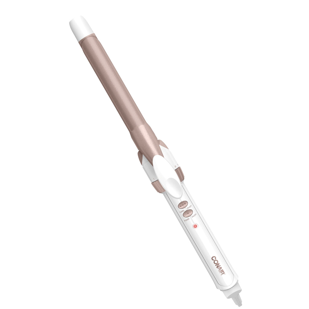 Conair Double Ceramic 1-Inch Curling Iron, 1-Inch Barrel Creates Classic Curls, Hair Curler for Use on Short, Medium, & Long Hair, White/Rose Gold