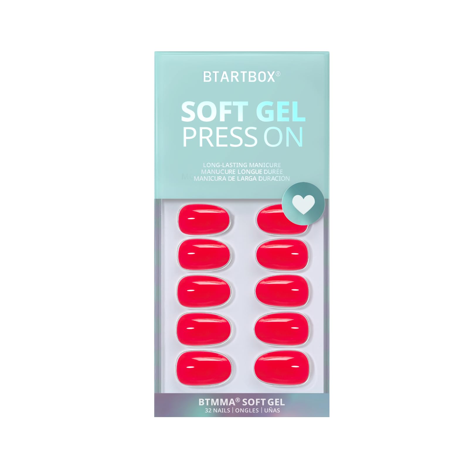 BTArtbox Square Ombre Press On Nails -Soft Gel Press On Nails Short with Nail Glue, 16 Sizes - 32 Reusable Fake Nails Kit, Vanilla Cream