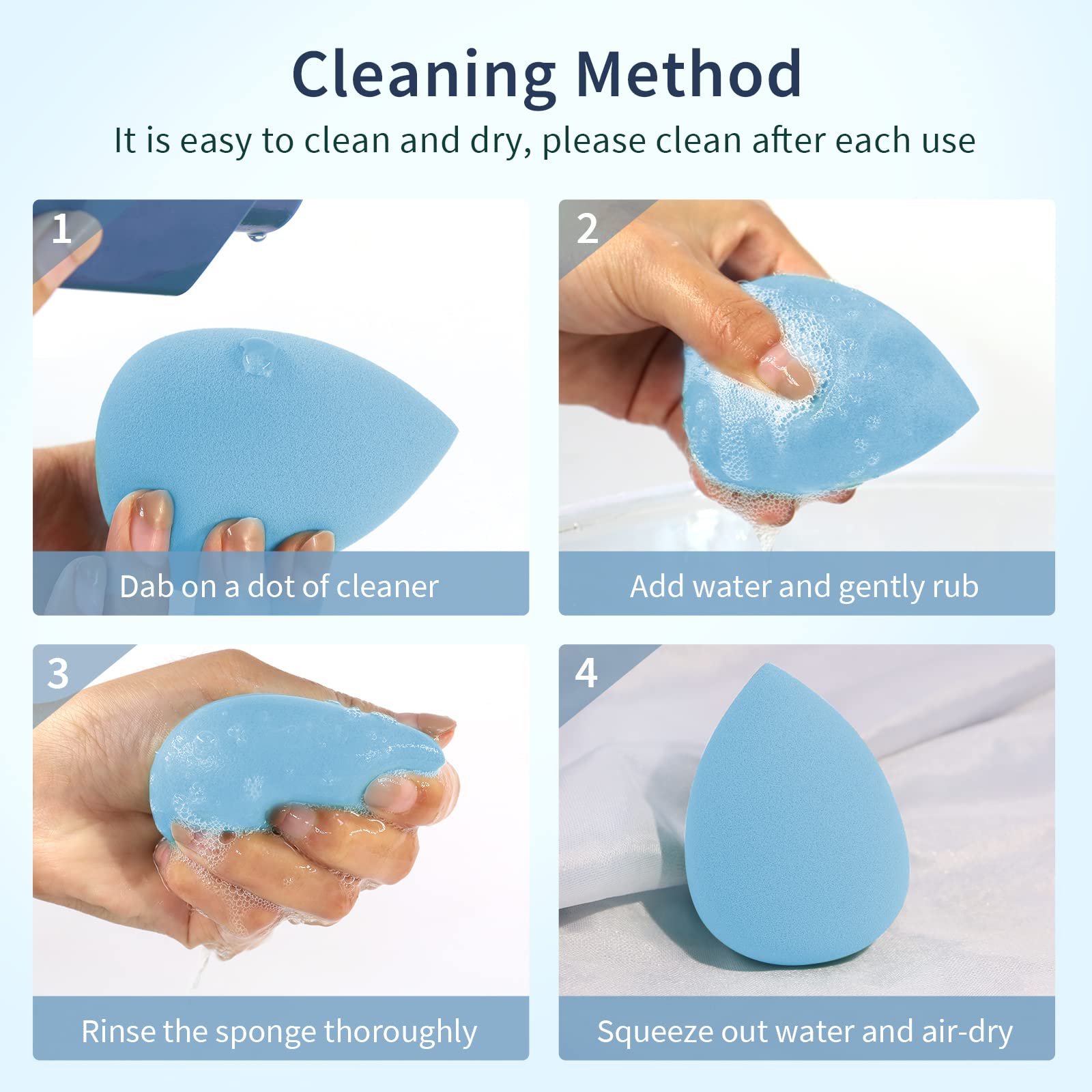 BEAKEY Makeup Sponge Set 5 Pack Micro Porous Low Absorption Soft Latex Free Foundation Beauty Sponges & Blenders for Powder Cream