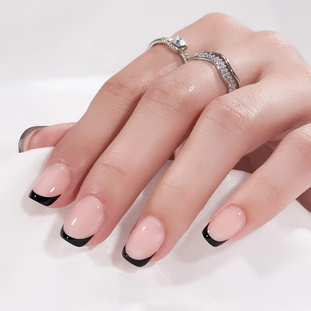 BTArtbox Square Ombre Press On Nails -Soft Gel Press On Nails Short with Nail Glue, 16 Sizes - 32 Reusable Fake Nails Kit, Vanilla Cream