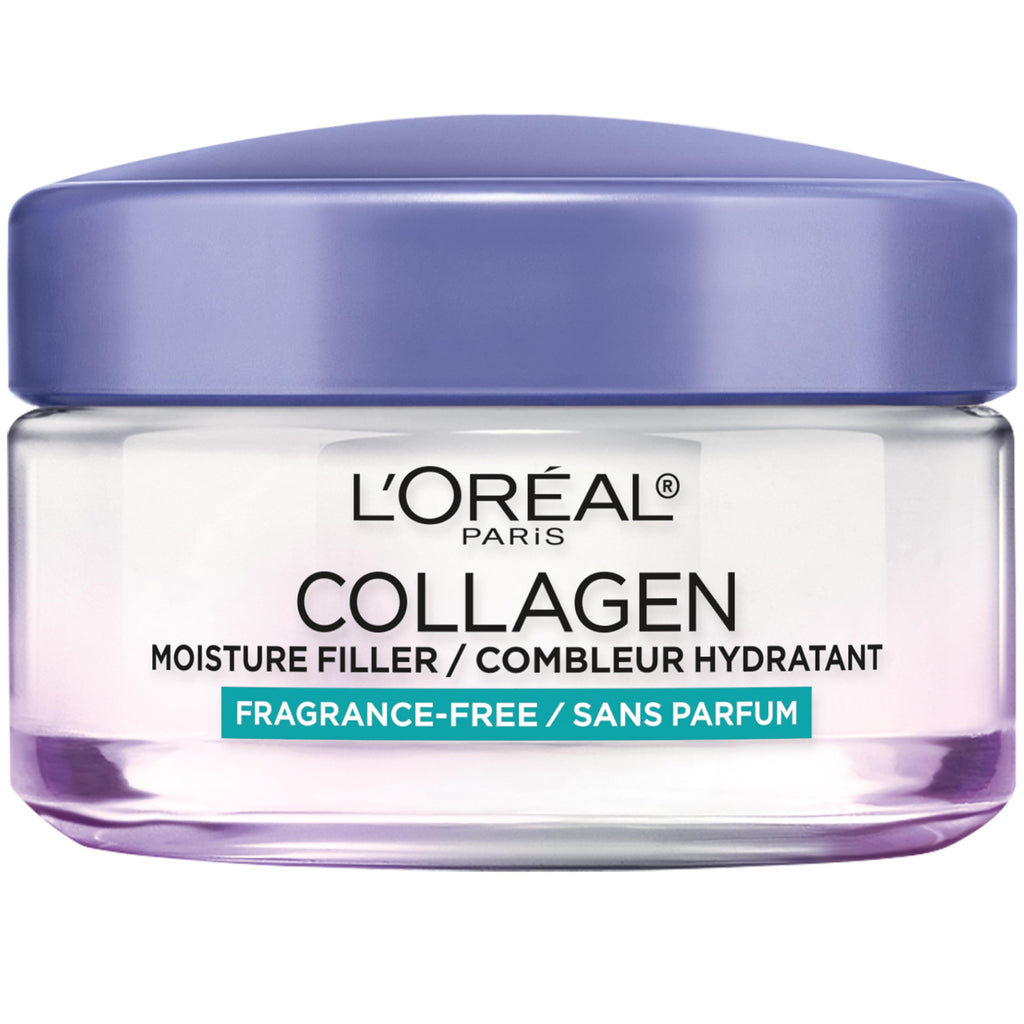 L'Oreal Paris Collagen Moisture Filler Face Cream, Anti-Aging Face Moisturizer, Non-Greasy Fragrance Free Skin Care Formula For Up to 48HR Hydration, 3.4 Oz