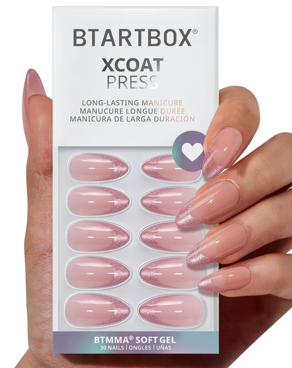 BTArtbox Square Ombre Press On Nails -Soft Gel Press On Nails Short with Nail Glue, 16 Sizes - 32 Reusable Fake Nails Kit, Vanilla Cream