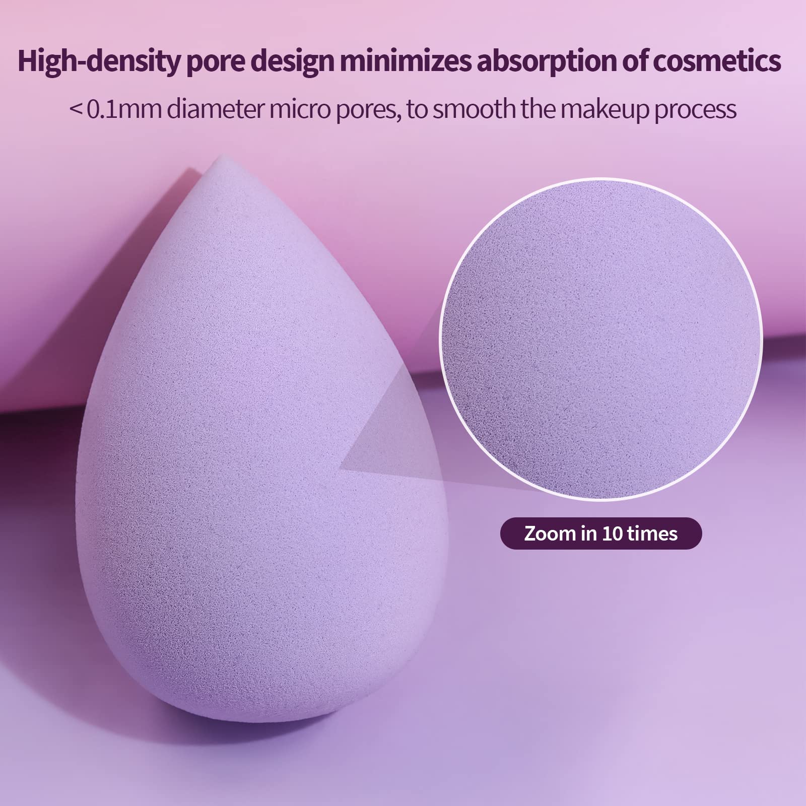 BEAKEY Makeup Sponge Set 5 Pack Micro Porous Low Absorption Soft Latex Free Foundation Beauty Sponges & Blenders for Powder Cream