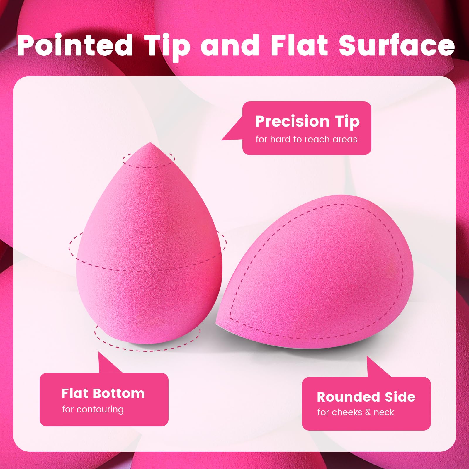 BEAKEY Makeup Sponge Set 5 Pack Micro Porous Low Absorption Soft Latex Free Foundation Beauty Sponges & Blenders for Powder Cream