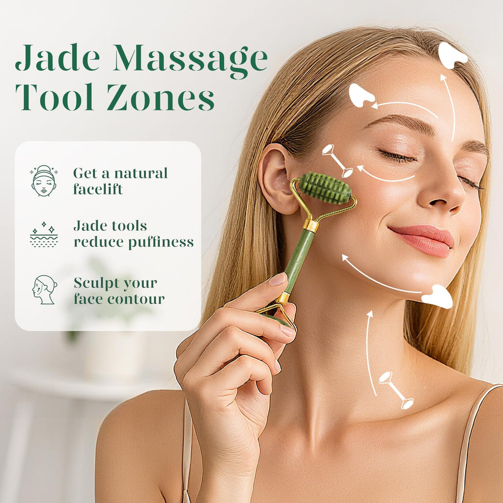 BAIMEI IcyMe Rose Quartz Roller & Gua Sha Set, Cooling Face Roller for Depuffing & Lymphatic Massage, Sculpting Tool for Face, Eyes & Neck, Smooth Skincare Gift for Women and Men