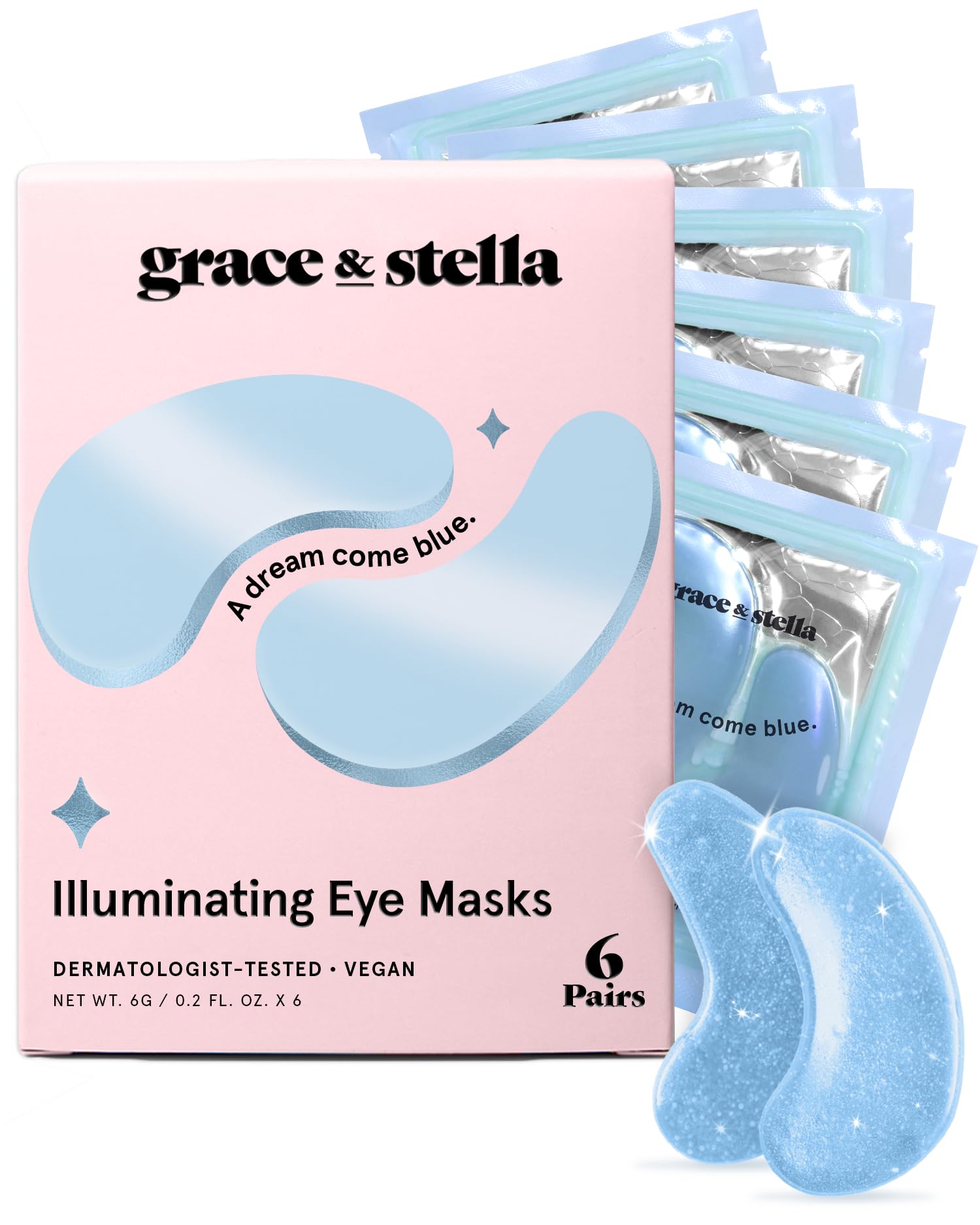 grace & stella Award Winning Under Eye Mask - Reduce Dark Circles, Puffy Eyes, Undereye Bags, Wrinkles - Gel Under Eye Patches - Small Birthday Gifts - Vegan Cruelty-Free (Pink, 6 Pairs)