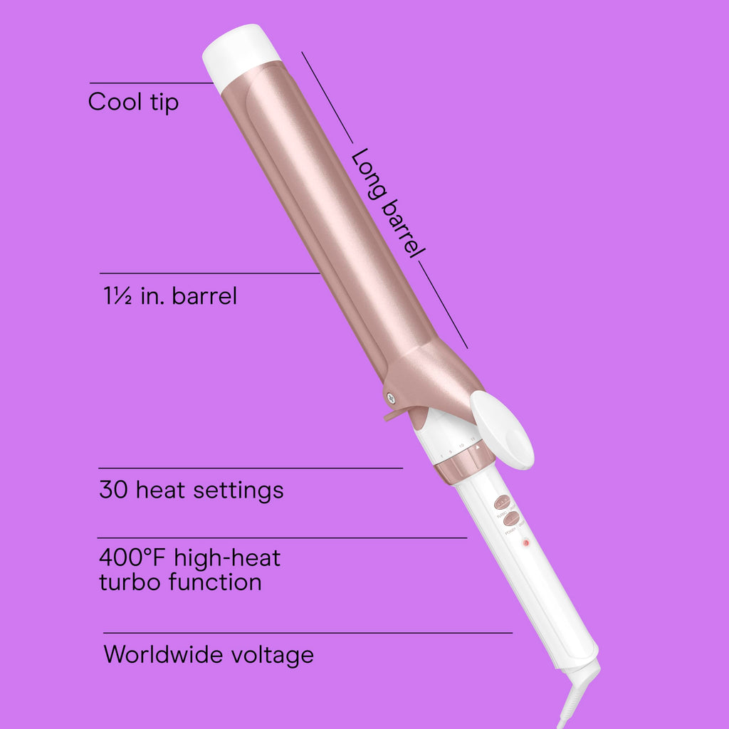 Conair Double Ceramic 1-Inch Curling Iron, 1-Inch Barrel Creates Classic Curls, Hair Curler for Use on Short, Medium, & Long Hair, White/Rose Gold