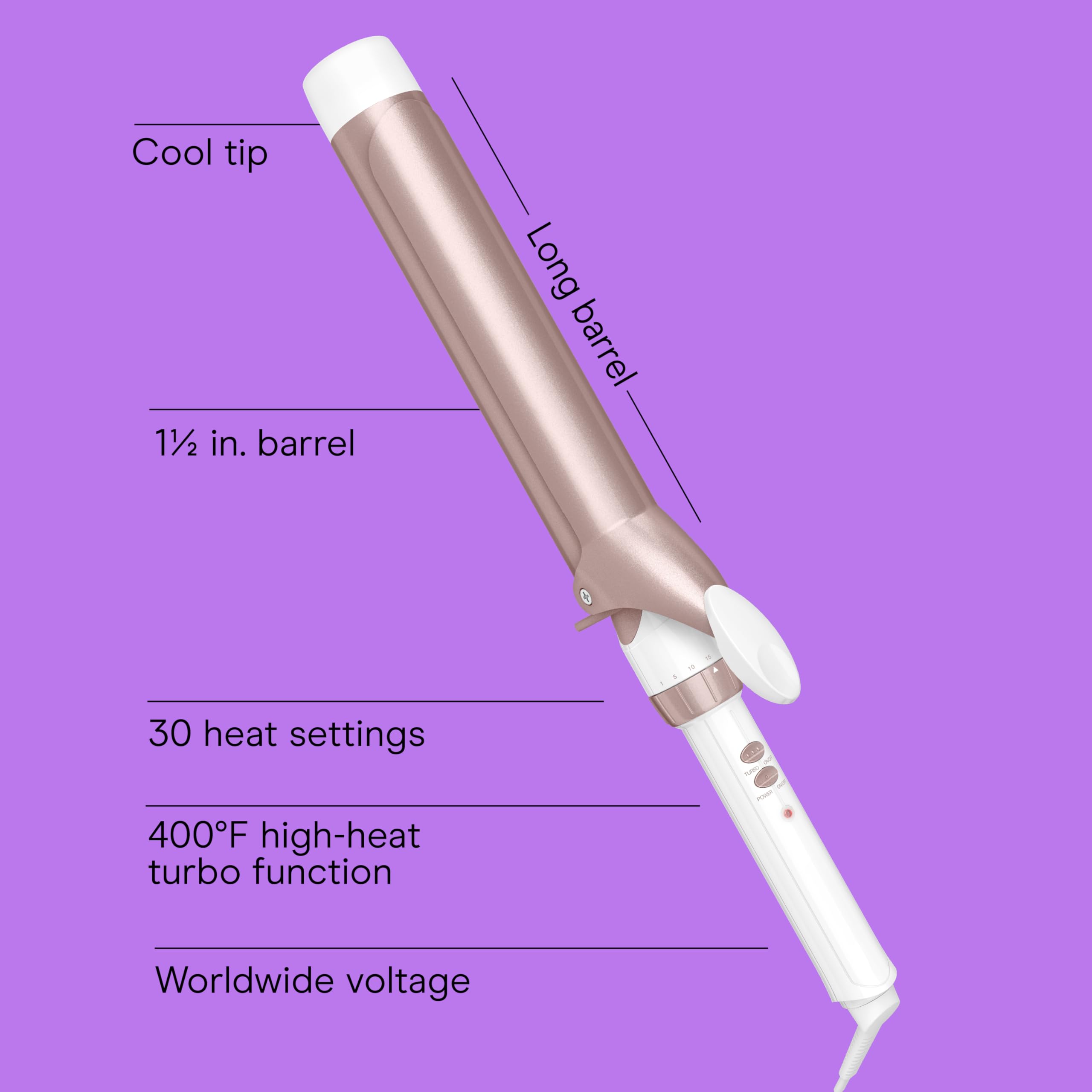 Conair Double Ceramic 1-Inch Curling Iron, 1-Inch Barrel Creates Classic Curls, Hair Curler for Use on Short, Medium, & Long Hair, White/Rose Gold