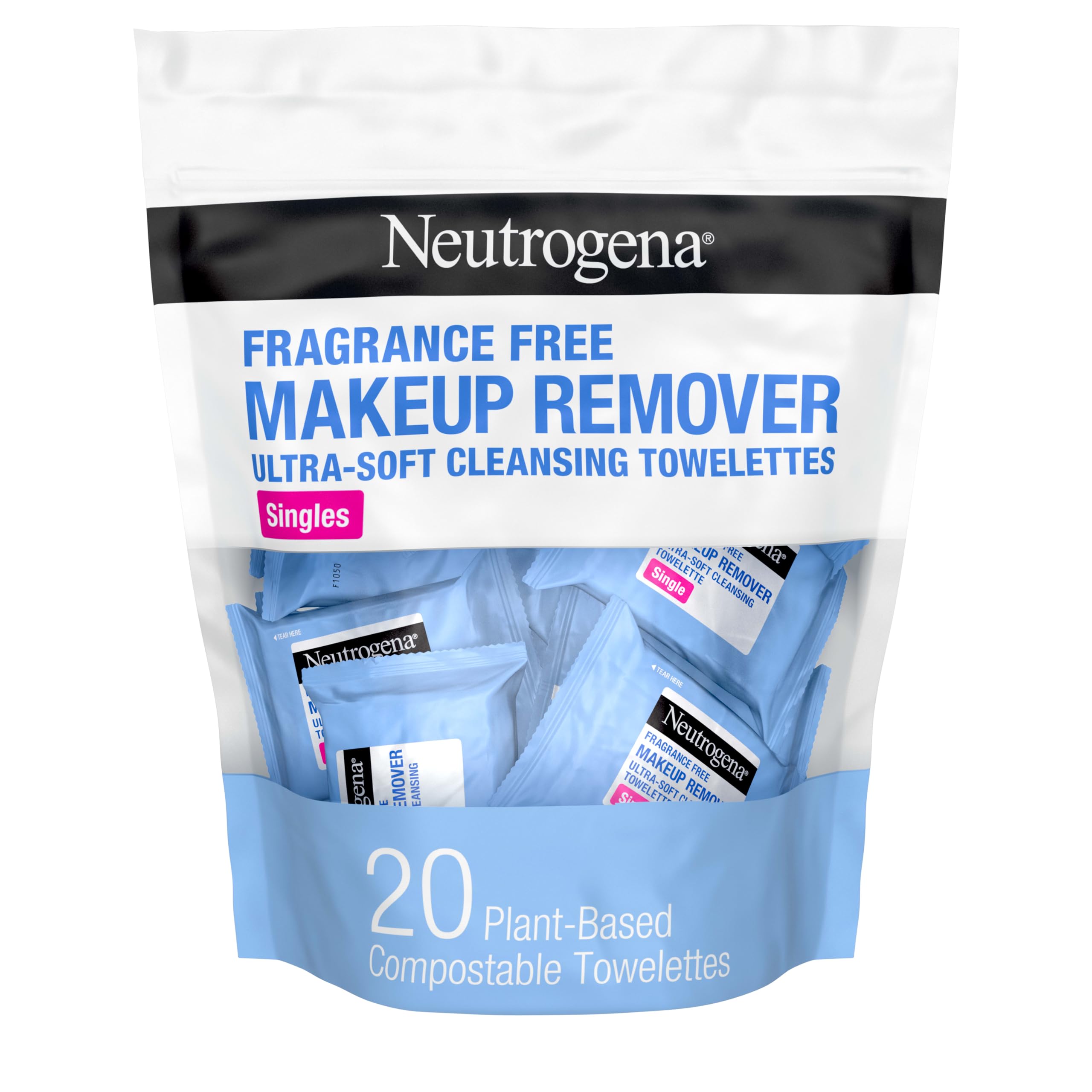 Neutrogena Makeup Remover Wipes, Daily Single Face Cleansing Towelettes, Makeup Removing Cleansing Wipes Removes Dirt & Oil, Alcohol-Free Face Towelettes, 20 ct
