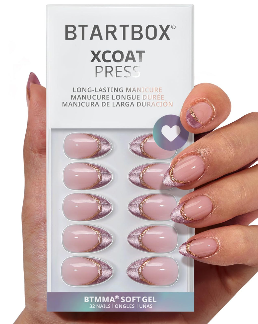 BTArtbox Square Ombre Press On Nails -Soft Gel Press On Nails Short with Nail Glue, 16 Sizes - 32 Reusable Fake Nails Kit, Vanilla Cream