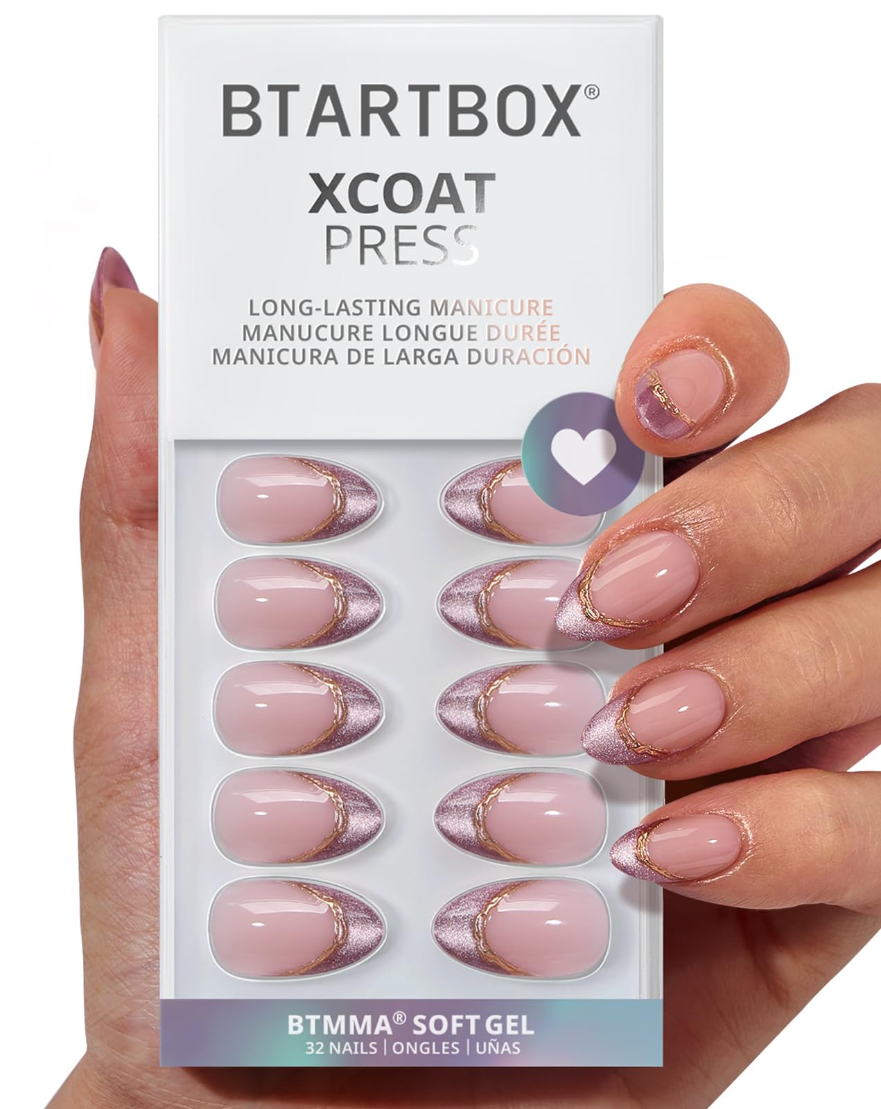 BTArtbox Square Ombre Press On Nails -Soft Gel Press On Nails Short with Nail Glue, 16 Sizes - 32 Reusable Fake Nails Kit, Vanilla Cream