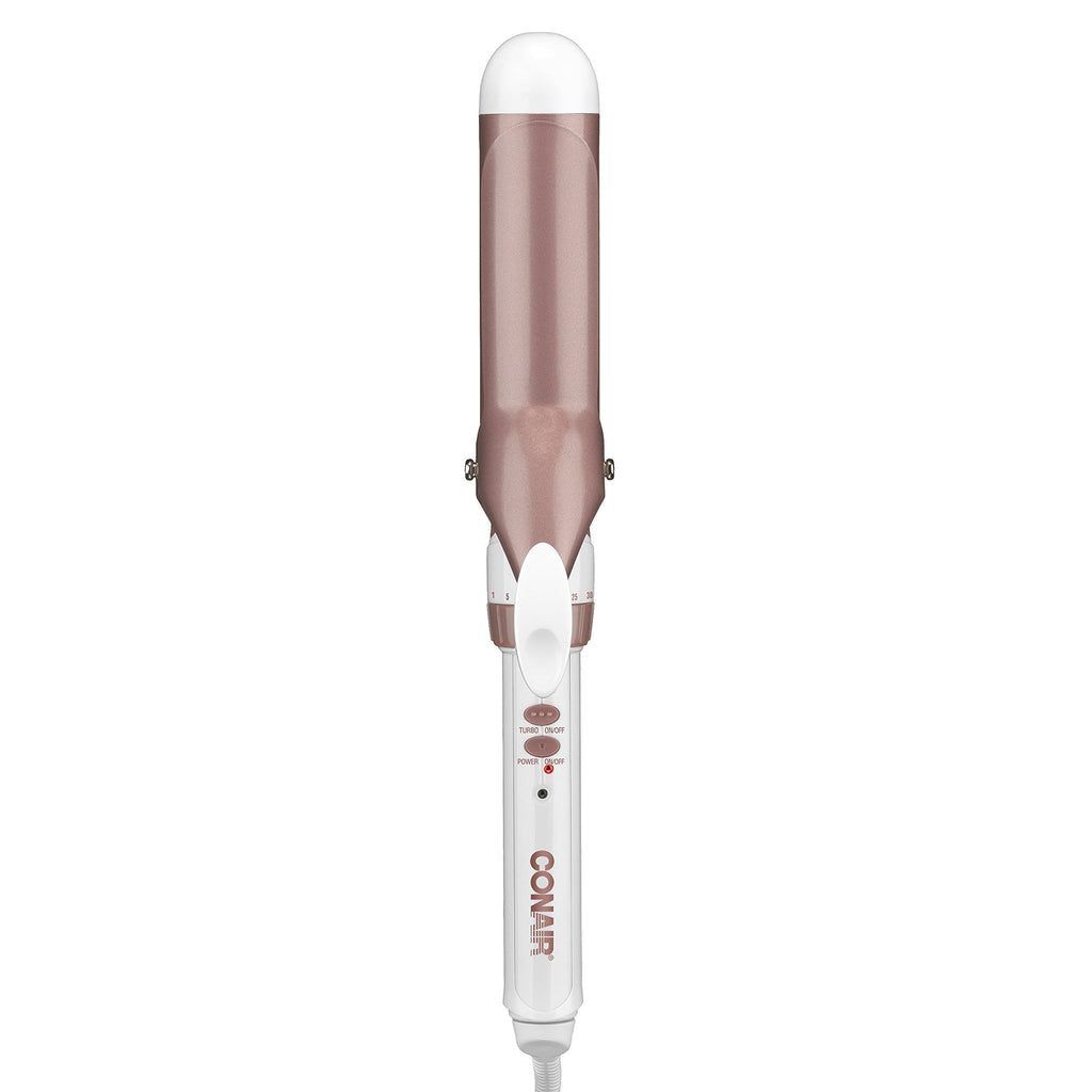Conair Double Ceramic 1-Inch Curling Iron, 1-Inch Barrel Creates Classic Curls, Hair Curler for Use on Short, Medium, & Long Hair, White/Rose Gold
