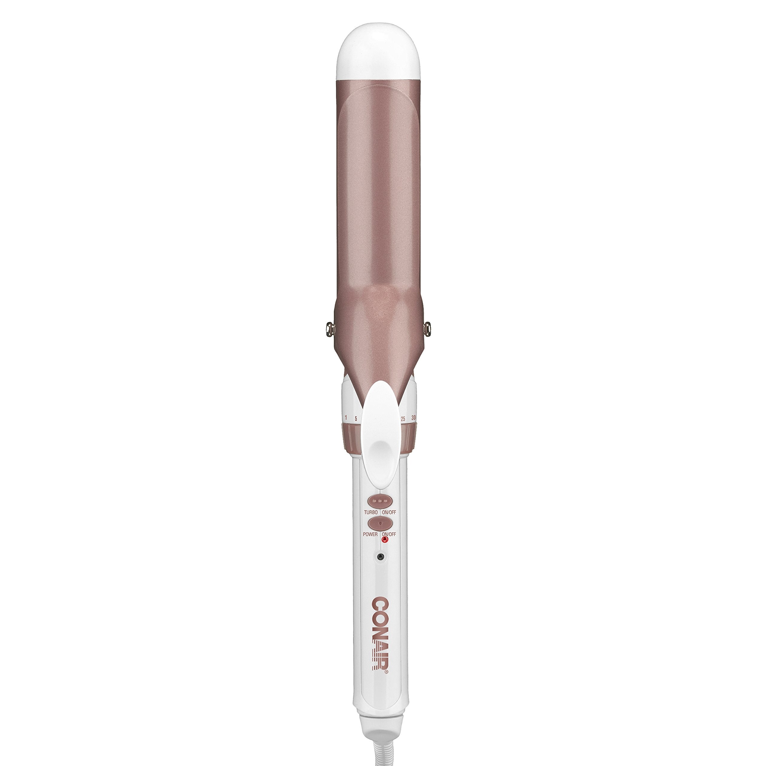 Conair Double Ceramic 1-Inch Curling Iron, 1-Inch Barrel Creates Classic Curls, Hair Curler for Use on Short, Medium, & Long Hair, White/Rose Gold