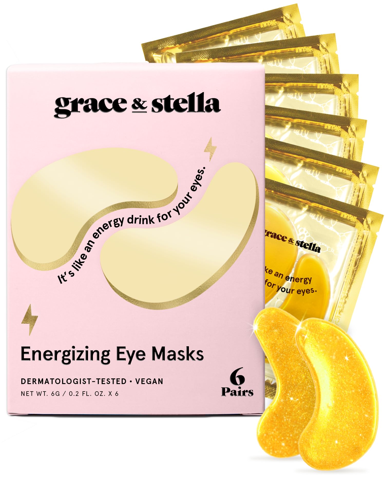 grace & stella Award Winning Under Eye Mask - Reduce Dark Circles, Puffy Eyes, Undereye Bags, Wrinkles - Gel Under Eye Patches - Small Birthday Gifts - Vegan Cruelty-Free (Pink, 6 Pairs)