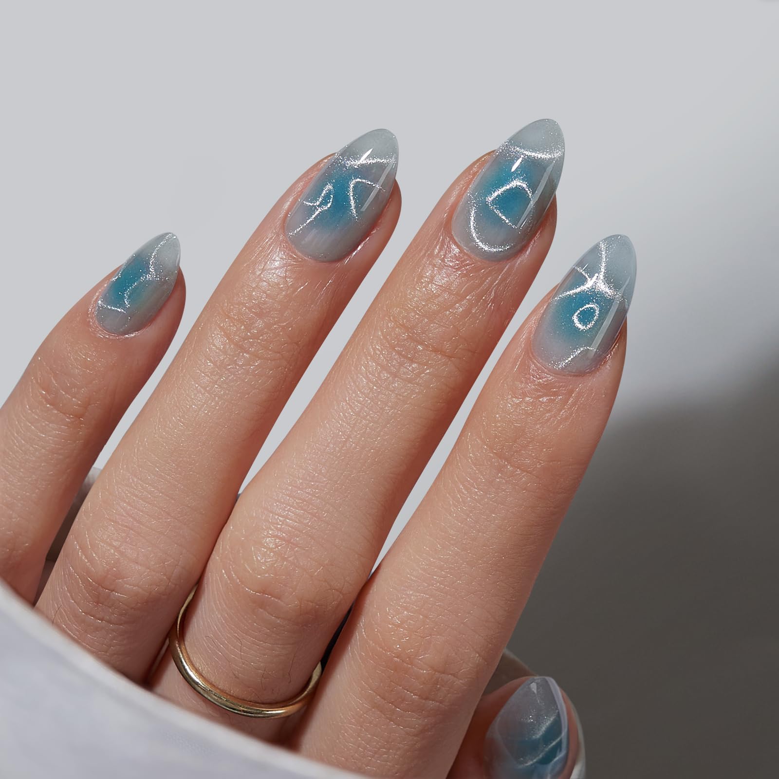 BTArtbox Square Ombre Press On Nails -Soft Gel Press On Nails Short with Nail Glue, 16 Sizes - 32 Reusable Fake Nails Kit, Vanilla Cream