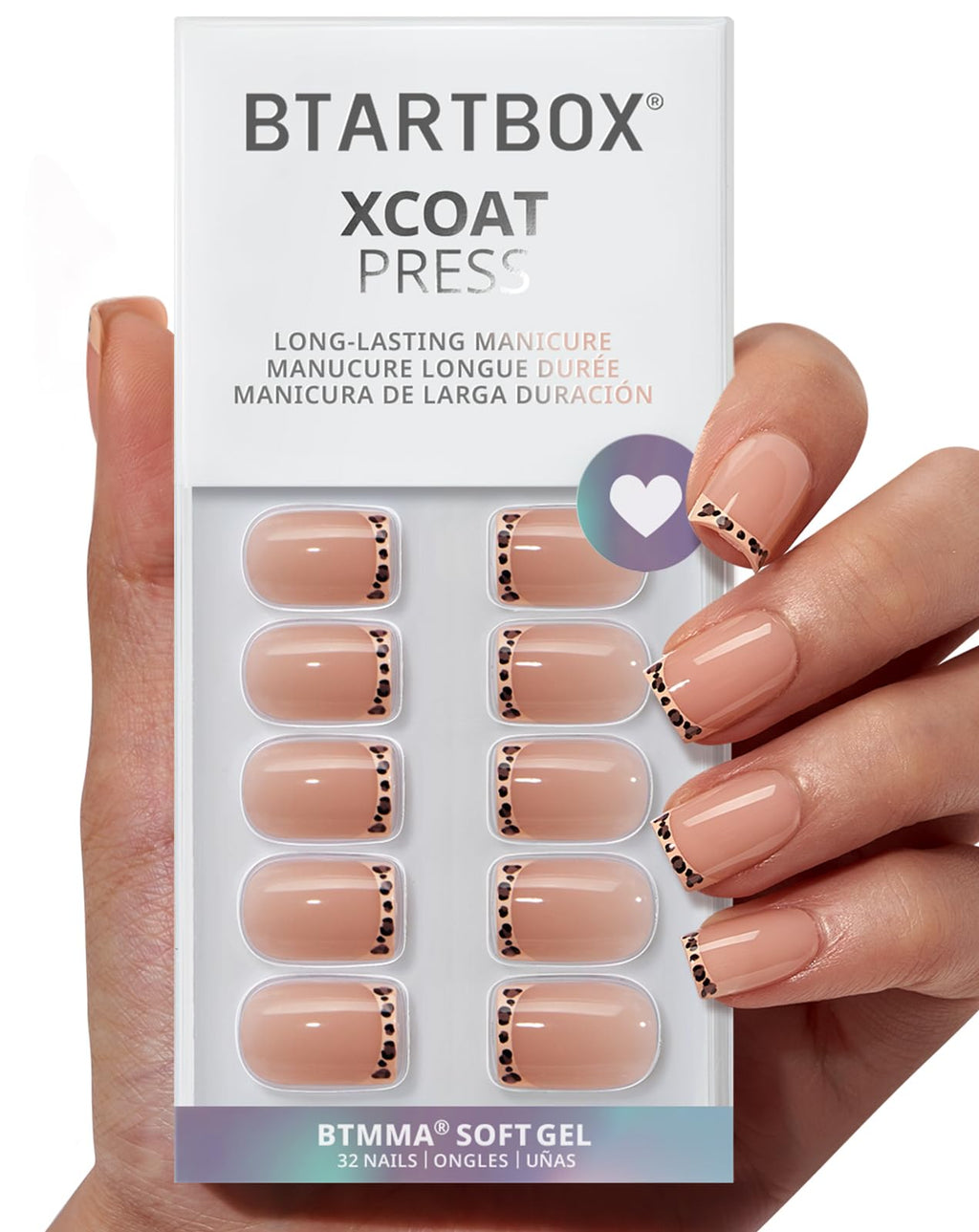 BTArtbox Square Ombre Press On Nails -Soft Gel Press On Nails Short with Nail Glue, 16 Sizes - 32 Reusable Fake Nails Kit, Vanilla Cream