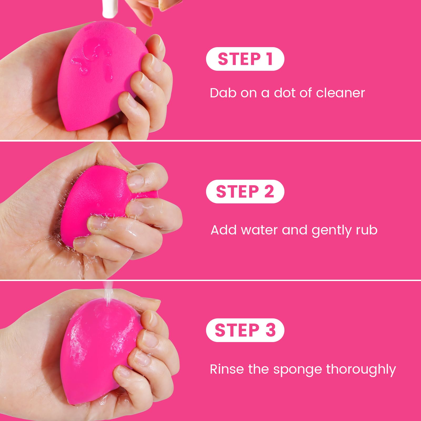 BEAKEY Makeup Sponge Set 5 Pack Micro Porous Low Absorption Soft Latex Free Foundation Beauty Sponges & Blenders for Powder Cream